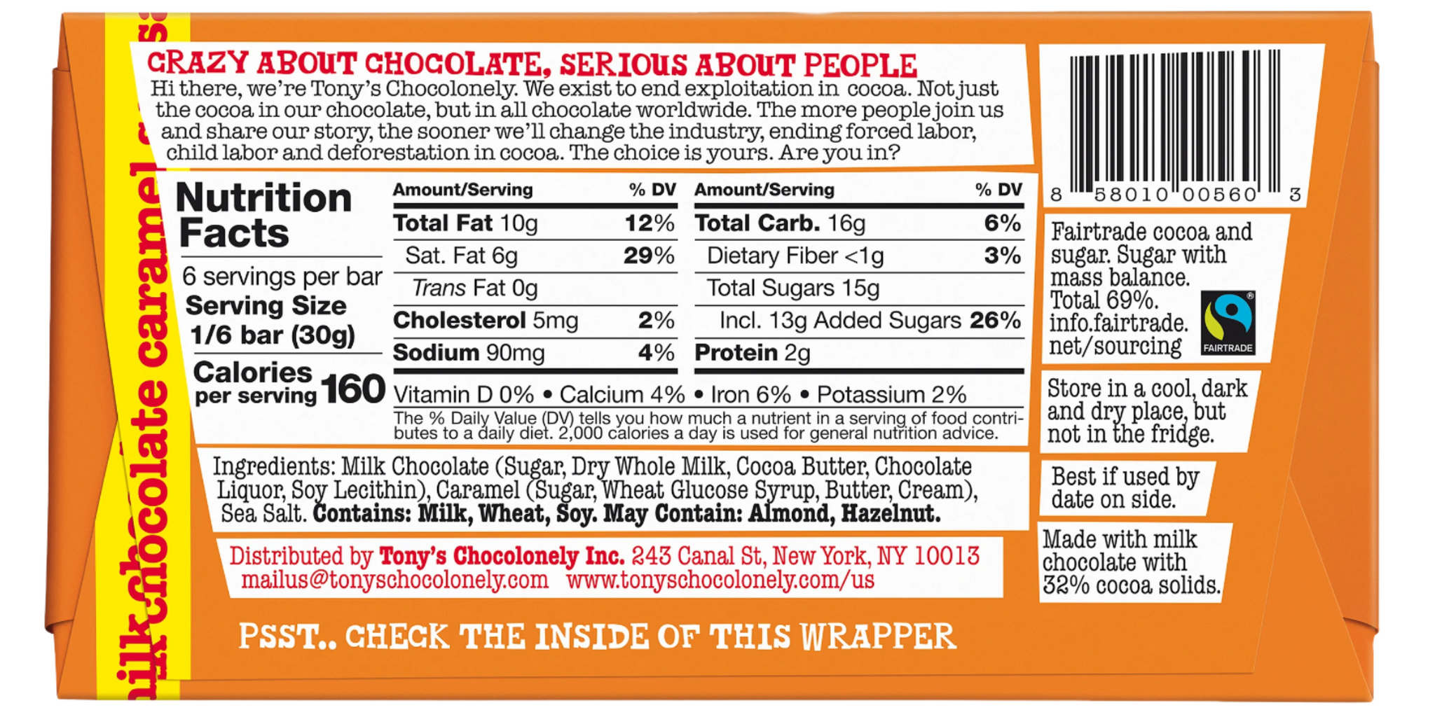 Milk Chocolate Caramel Sea Salt 32%, 15 Bar Pack