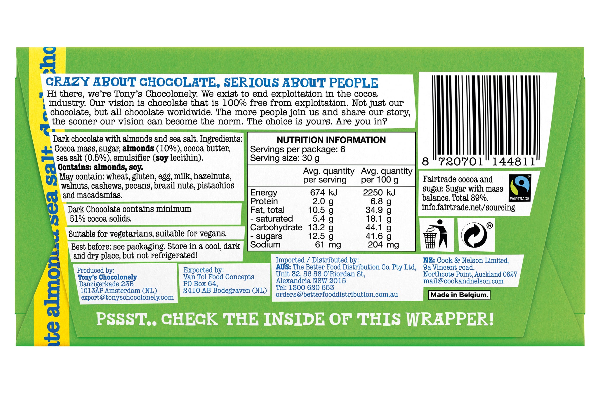 Dark Chocolate Almond Sea Salt 51% Bar